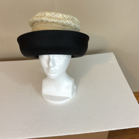 Vintage Black and Cream Woven High Top Bowlers Derby Hat Union Tag - Picture 2 of 14